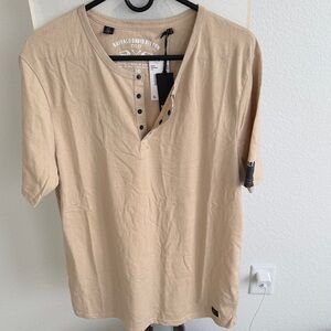 Buffalo David Bitton Beige Short Sleeve Henley Tee